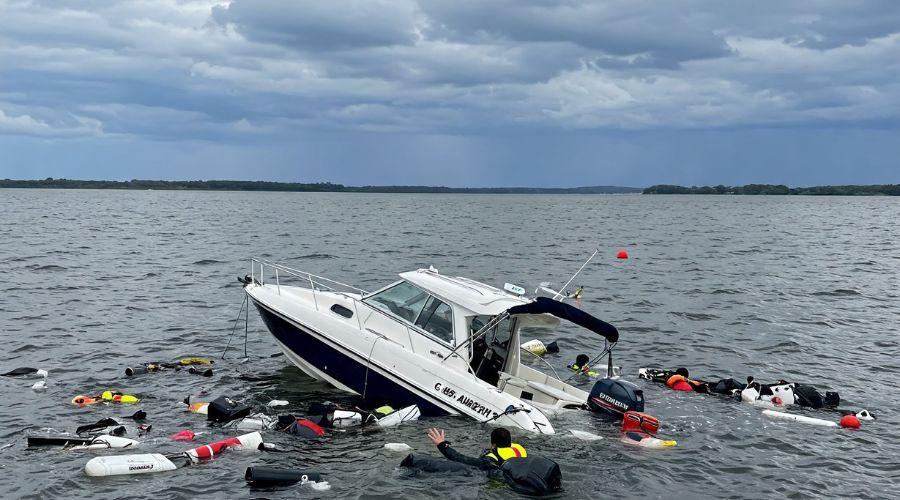 a capsized boat