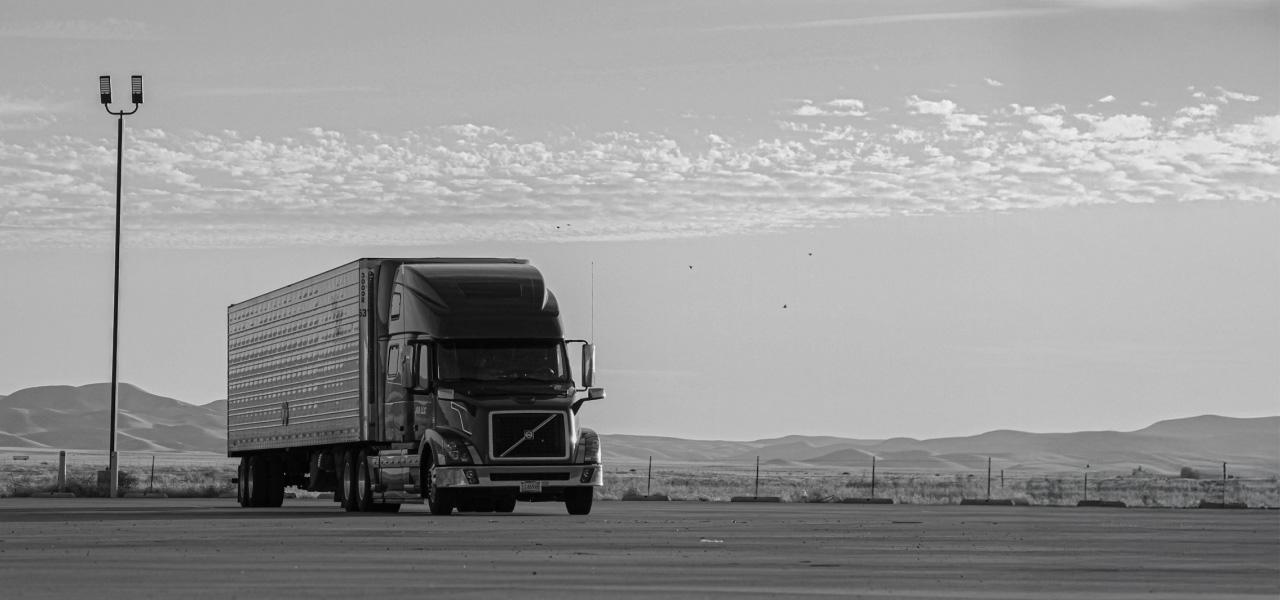 A semi truck parked in a parking lot
