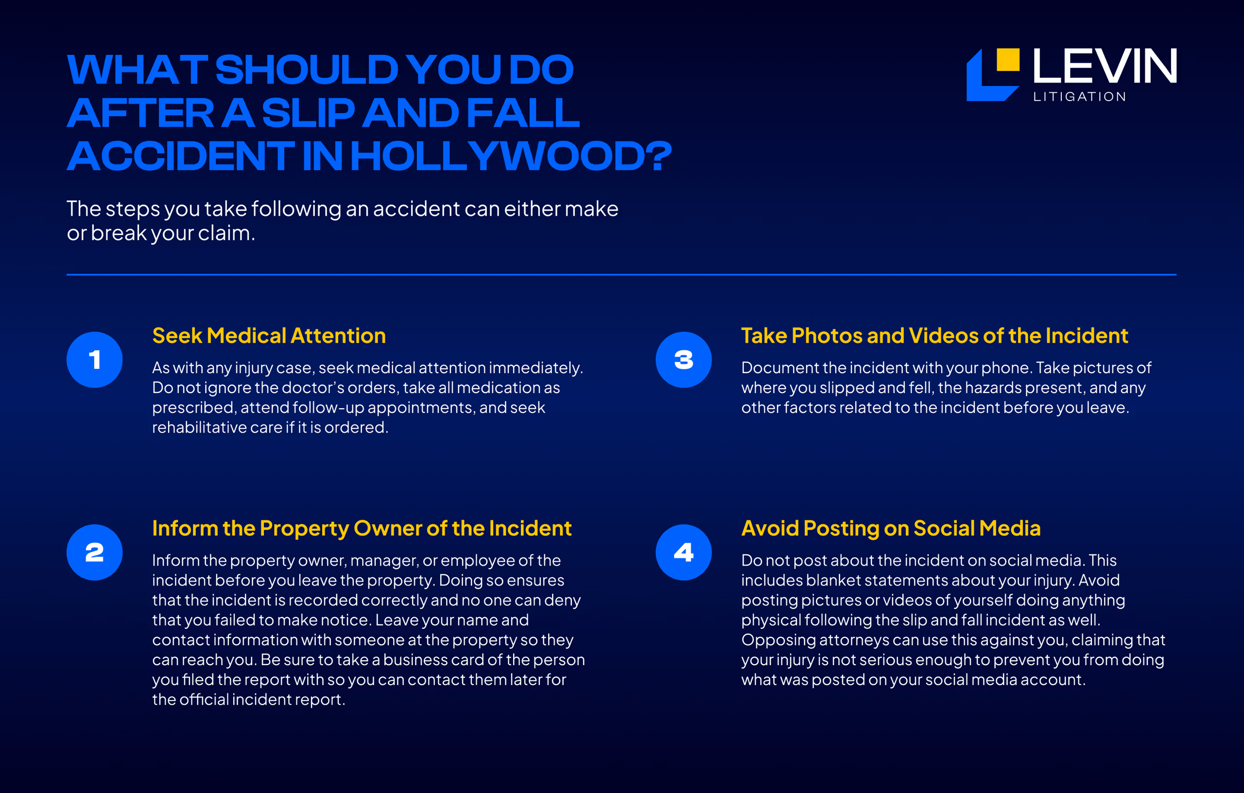 Infographic explaining what to do after a slip and fall